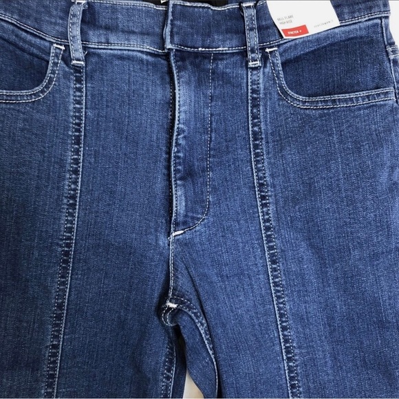 Express Jean Bell Flare Pin-tuck Seams Performance Stretch - Picture 2 of 5